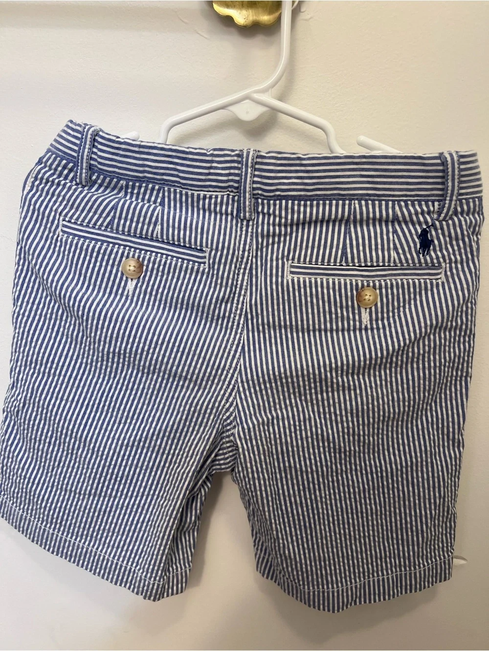 Polo by Ralph Lauren Navy and White Striped Seersucker Kids Shorts